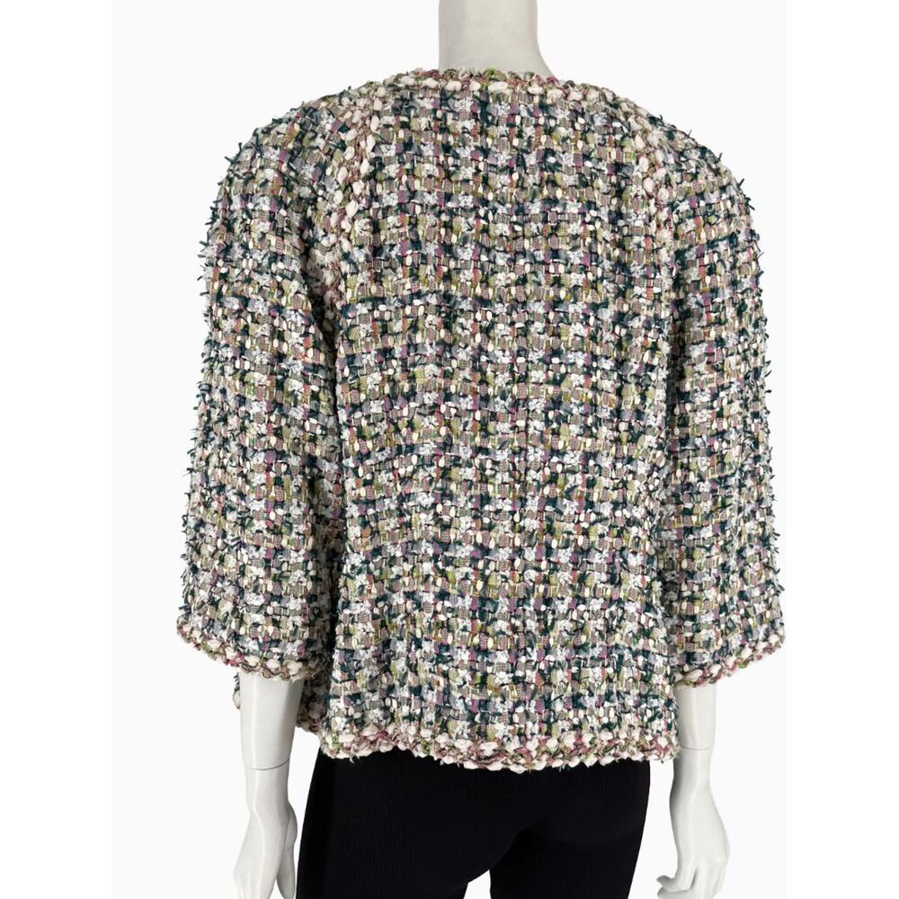 Chanel Fantasy Tweed Jacket Coat Size 50 Multicolor Silk Lined Owl Buttons - Picture 9 of 16